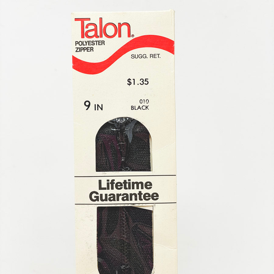 Talon Polyester Zipper 9" Black
