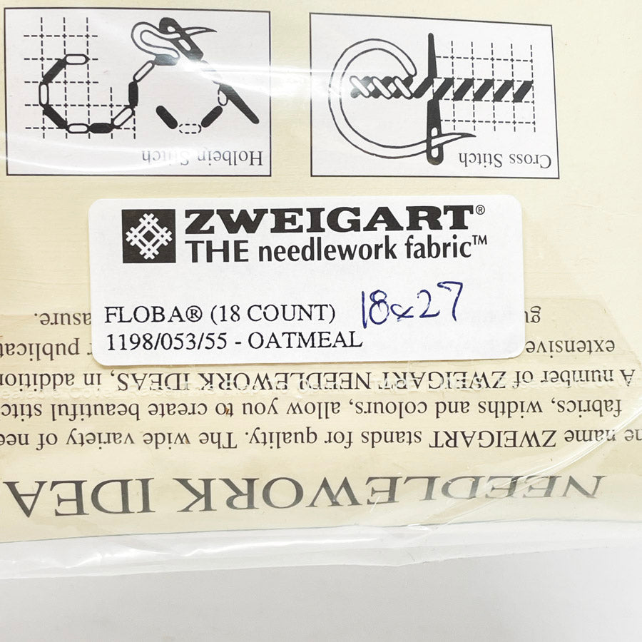 Zweigart 18 ct Needlework Fabric 18 x 27 Oatmeal