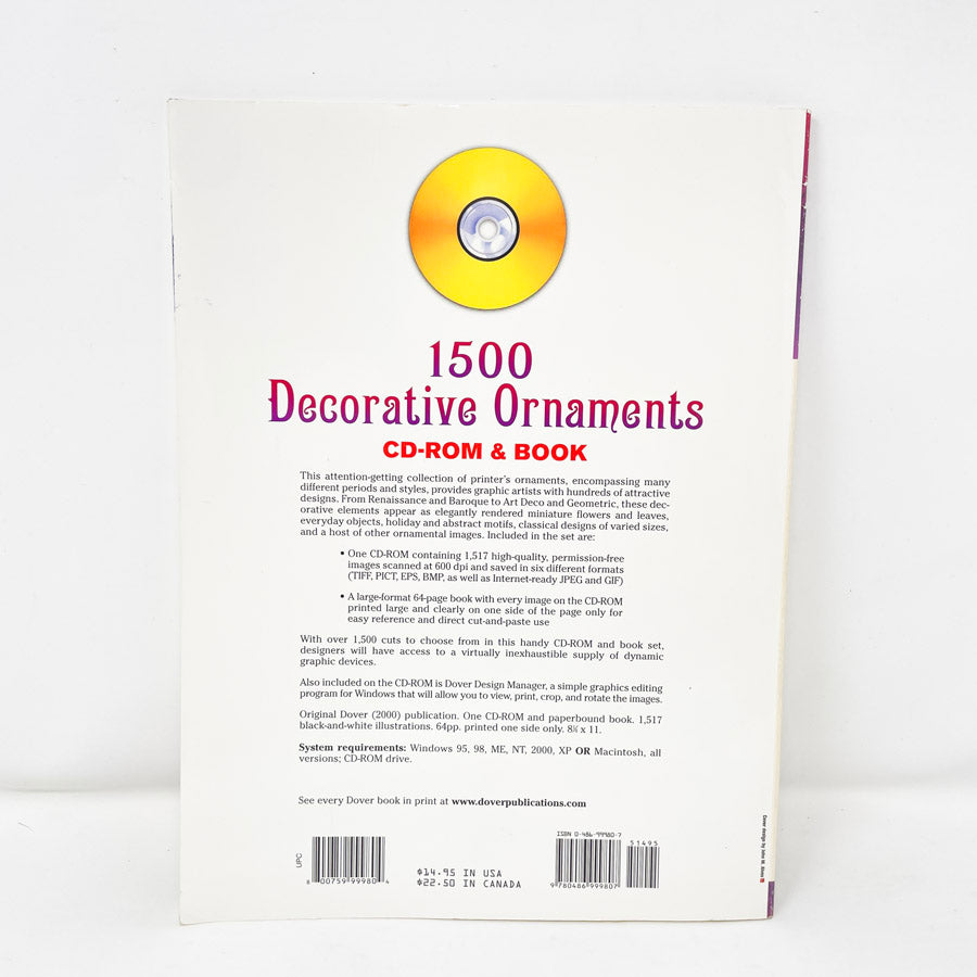 Dover 1500 Decorative Ornaments Clip Art Book with CD-Rom