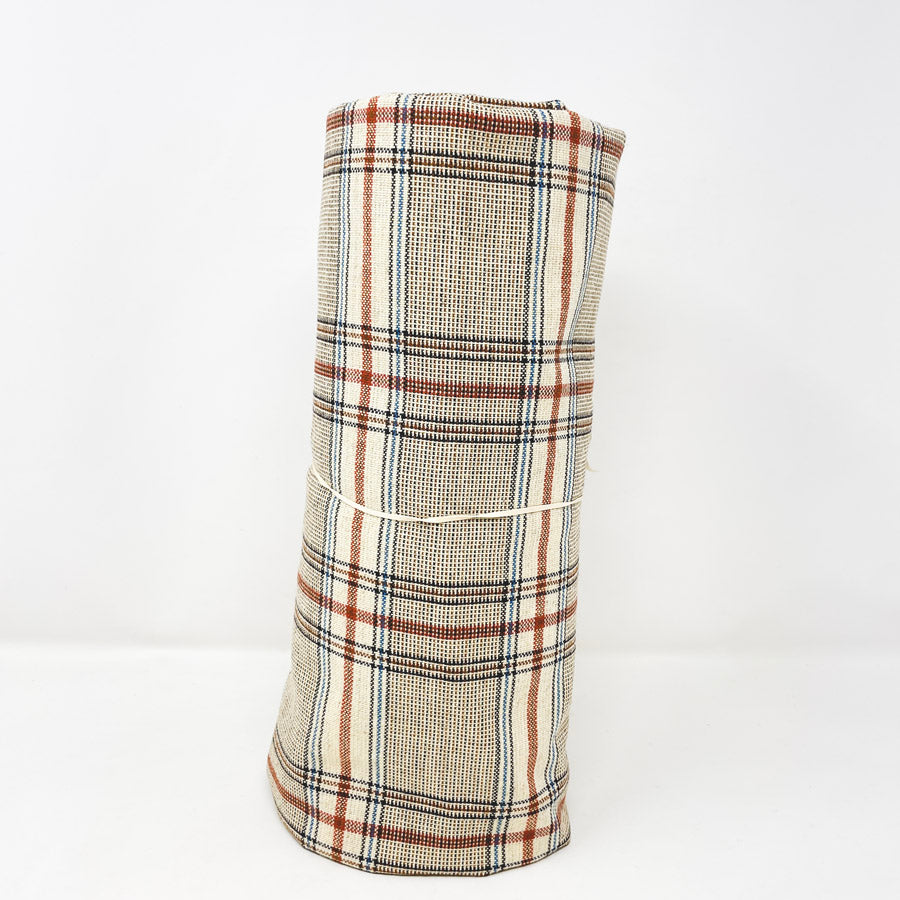 3 Yds x 60" Cream/Red/Black/Blue Plaid Wool Blend Fabric