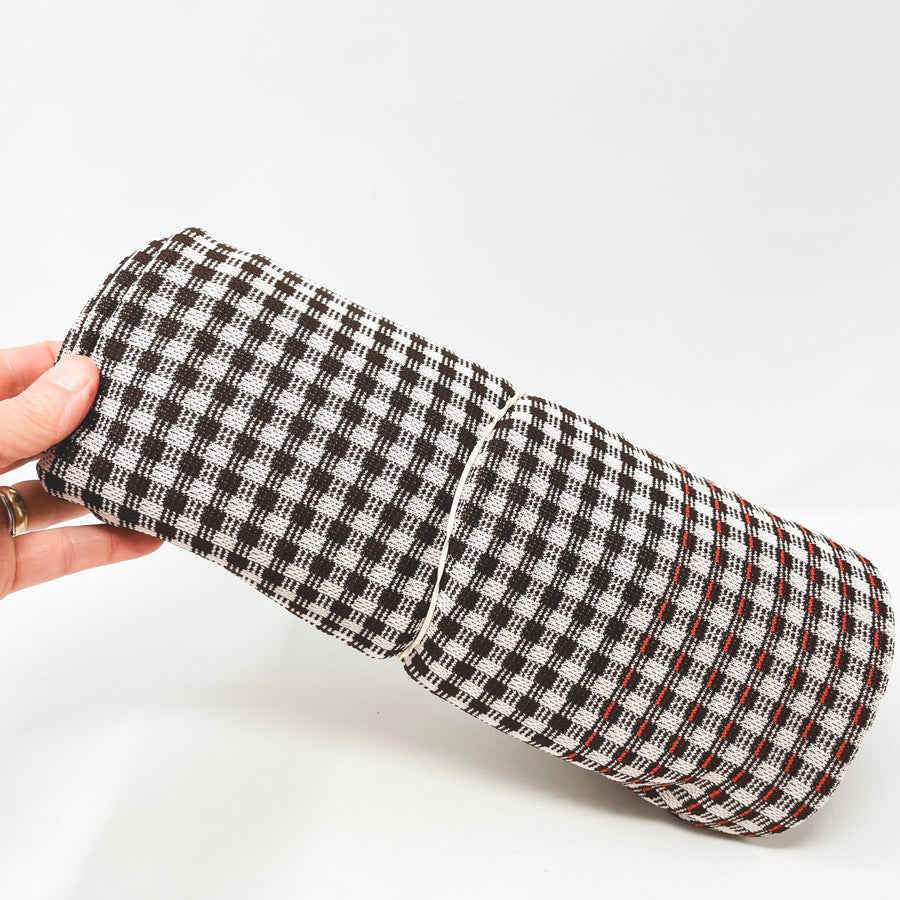 1.75 Yd x 60" Brown and Orange Gingham Mid-weight Polyester Stretch Fabric
