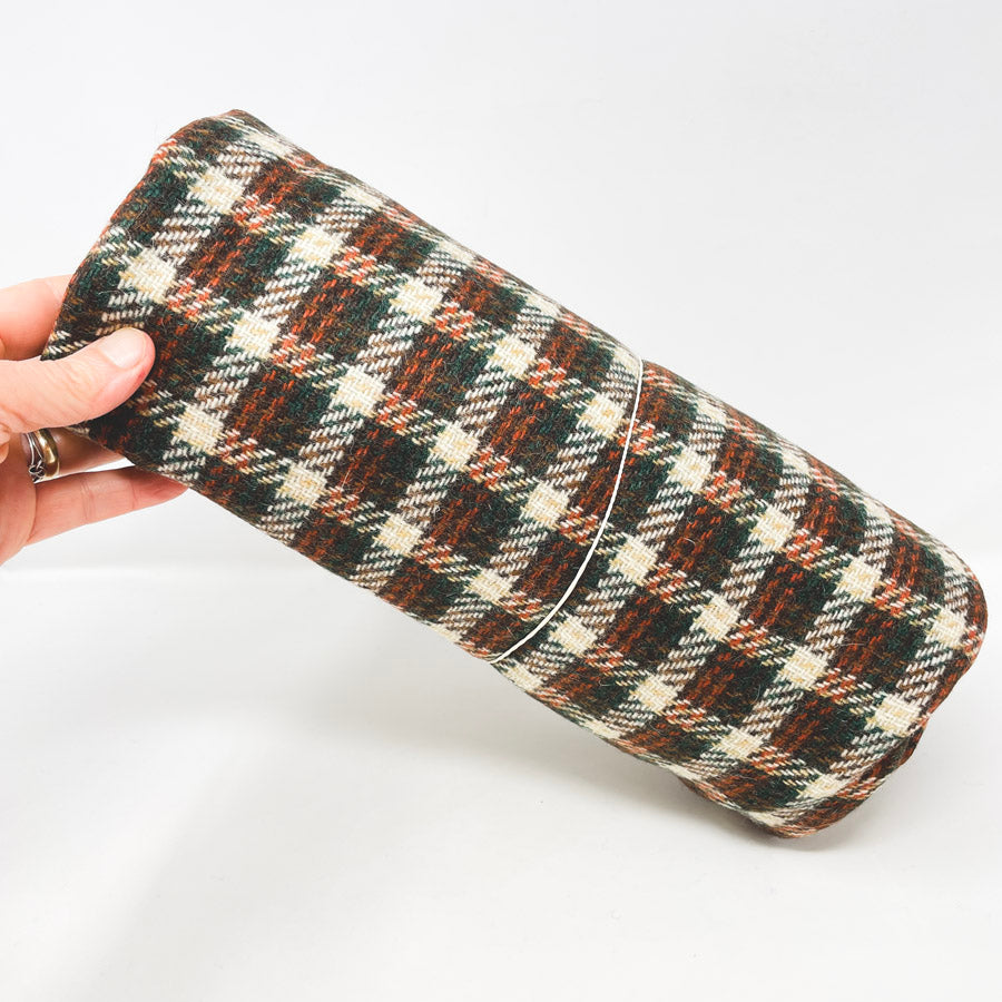 2 Yds x 60" Brown/Green/Orange Plaid Heavyweight Wool Fabric