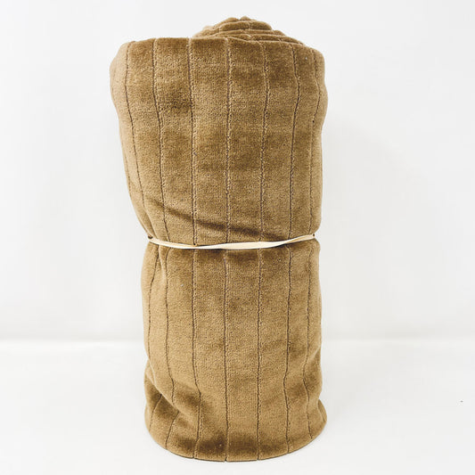 2 Yds x 60" Brown Ribbed Stretch Velour Fabric