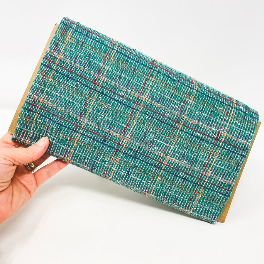 1.5 Yds x 45" Turquoise Rainbow Open-Weave Tweed Fabric