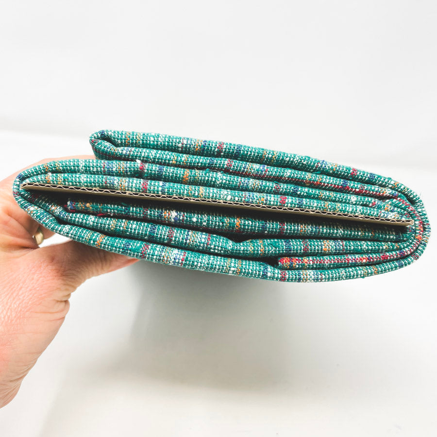 1.5 Yds x 45" Turquoise Rainbow Open-Weave Tweed Fabric