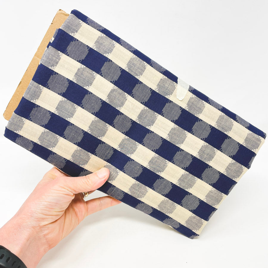 4 Yds x 46" Navy and Cream Gingham Cotton Fabric