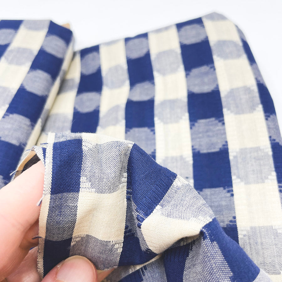4 Yds x 46" Navy and Cream Gingham Cotton Fabric