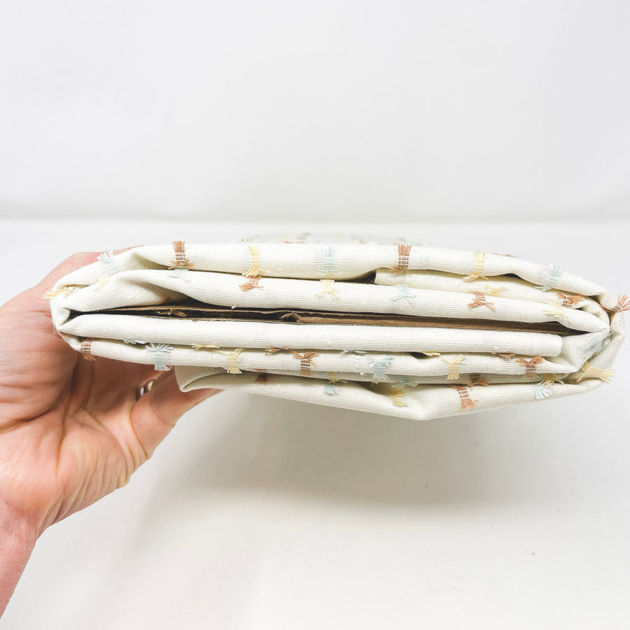 4 Yds x 45" Cream Open-Weave Cotton Fabric with Fringe Detail