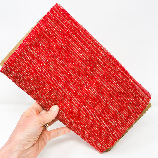 3 Yds x 45" Red and White Slubbed Pinstripe Cotton Fabric