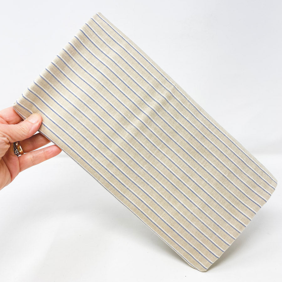 1.75 Yds x 45" Tan/Blue/White Striped Oxford Fabric