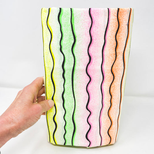 2 Yds x 58" Wavy Neon Stripes Quilting Cotton Fabric