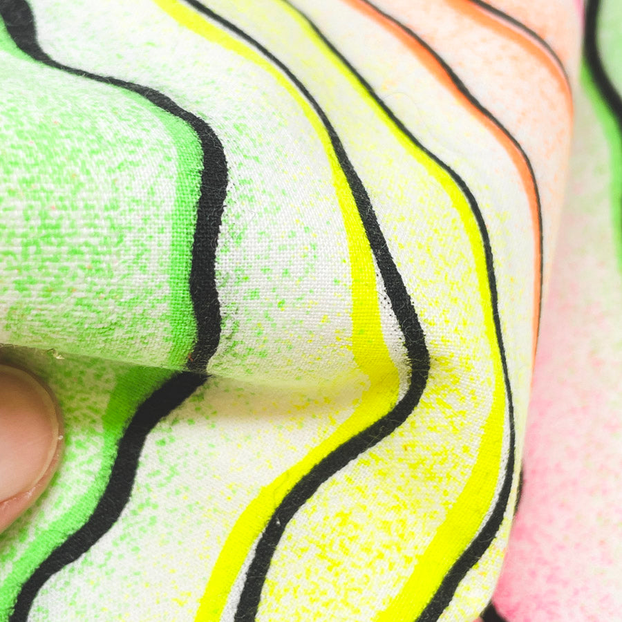2 Yds x 58" Wavy Neon Stripes Quilting Cotton Fabric