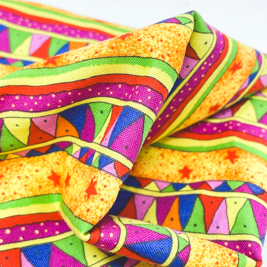 2 Yds x 44" Daisy Kingdom Triangle Stripe Cotton Fabric for Springs