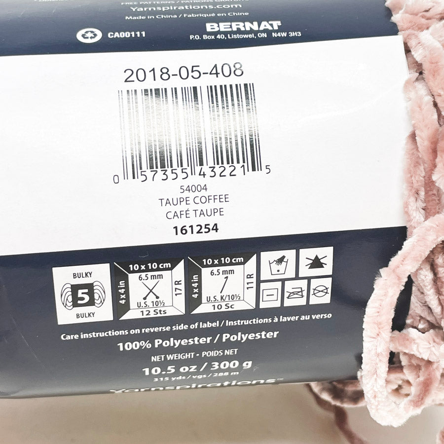 Bernat Yarnspirations Velvet Yarn Taupe Coffee