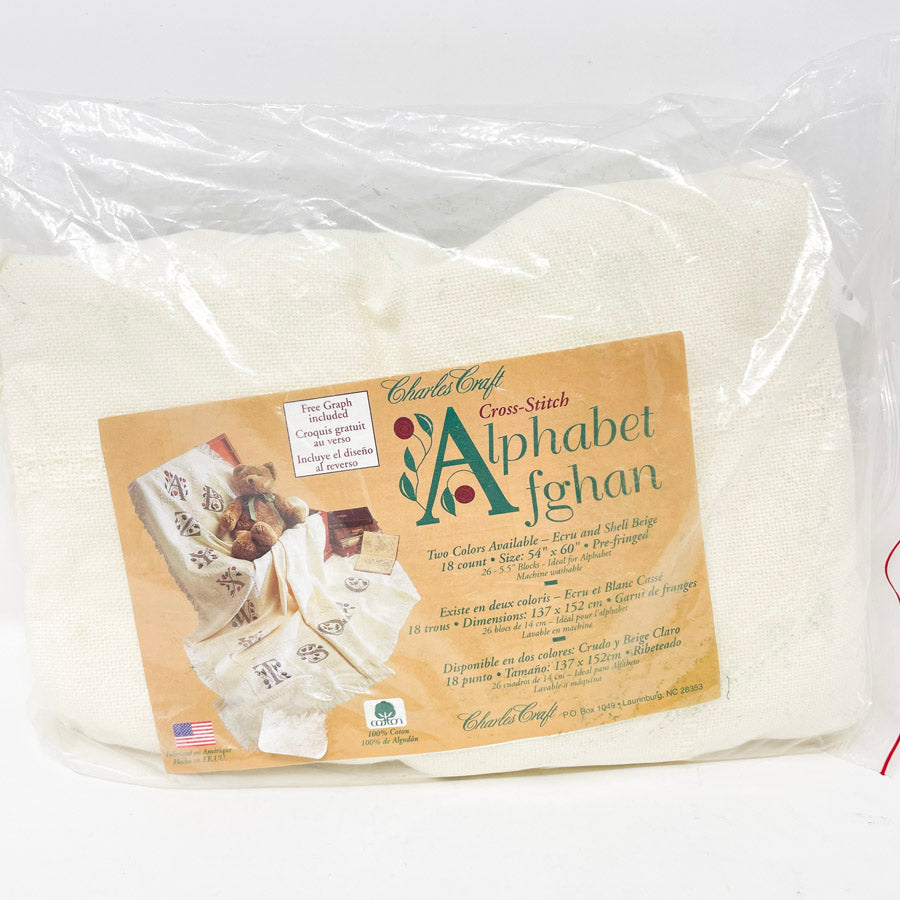 Charles Craft Cross Stitch Alphabet Afghan Kit - 54" x 60"