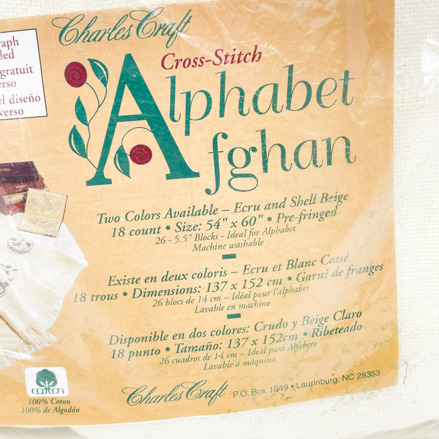 Charles Craft Cross Stitch Alphabet Afghan Kit - 54" x 60"