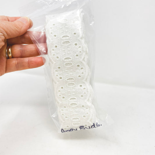 White Eyelet Lace - 2 in wide, 5 yds