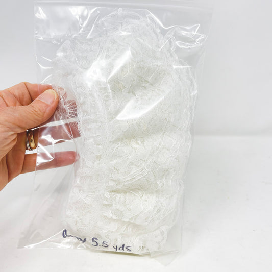 Wide Frilly White Lace - 4 in wide, 5.5 yds