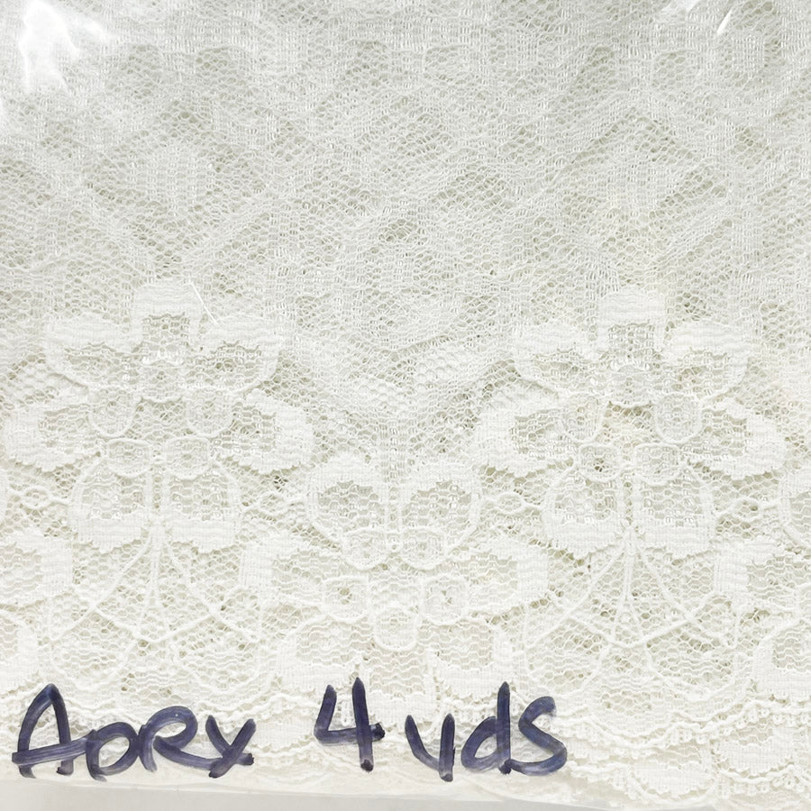 Floral Scallop Edge Wide White Lace - 4 in wide, 2.5 yds