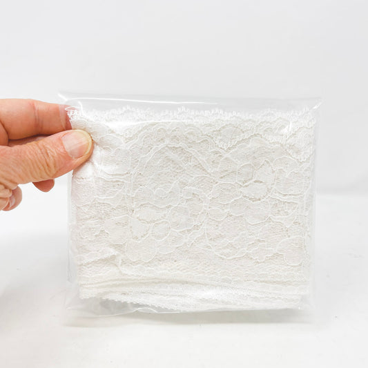 Large Flower Wide White Lace - 4 in wide, 5.5 yds