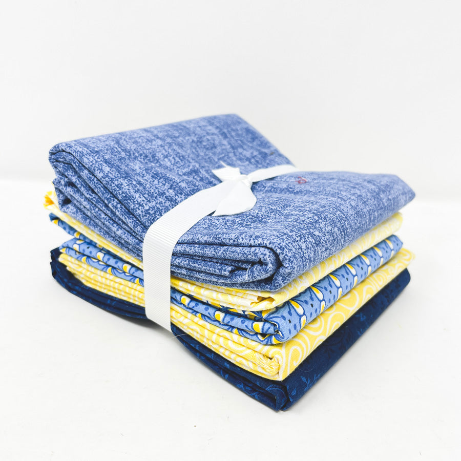 Blue & Yellow Fabric Remnant Bundle