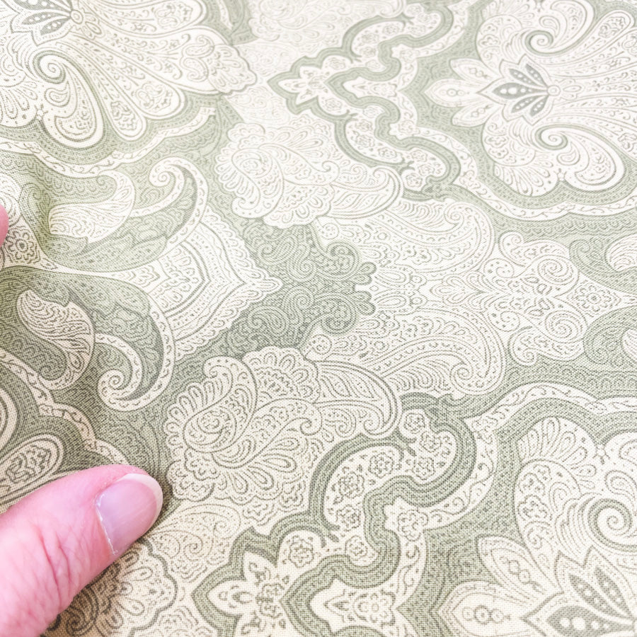 33" x 42" Ornate Green Quilting Cotton Fabric Remnant