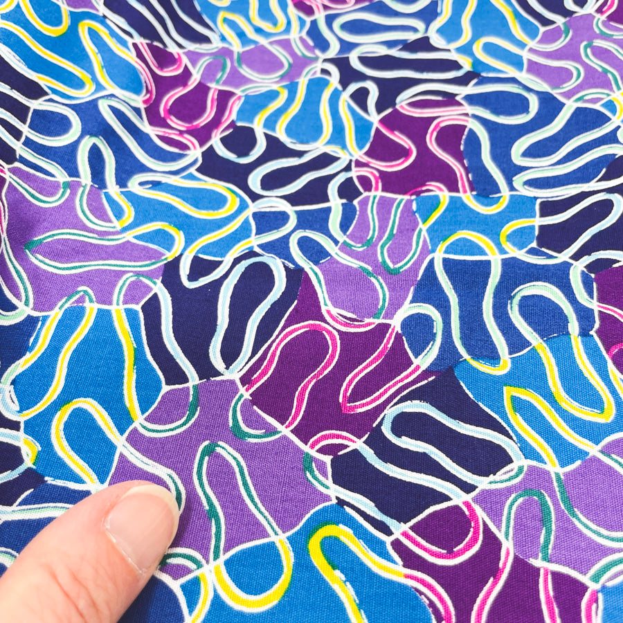 34" x 42" Blue and Purple Funky Quilting Cotton Remnant