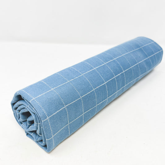 27" x 50" Blue and White Woven Heavyweight Fabric Remnant