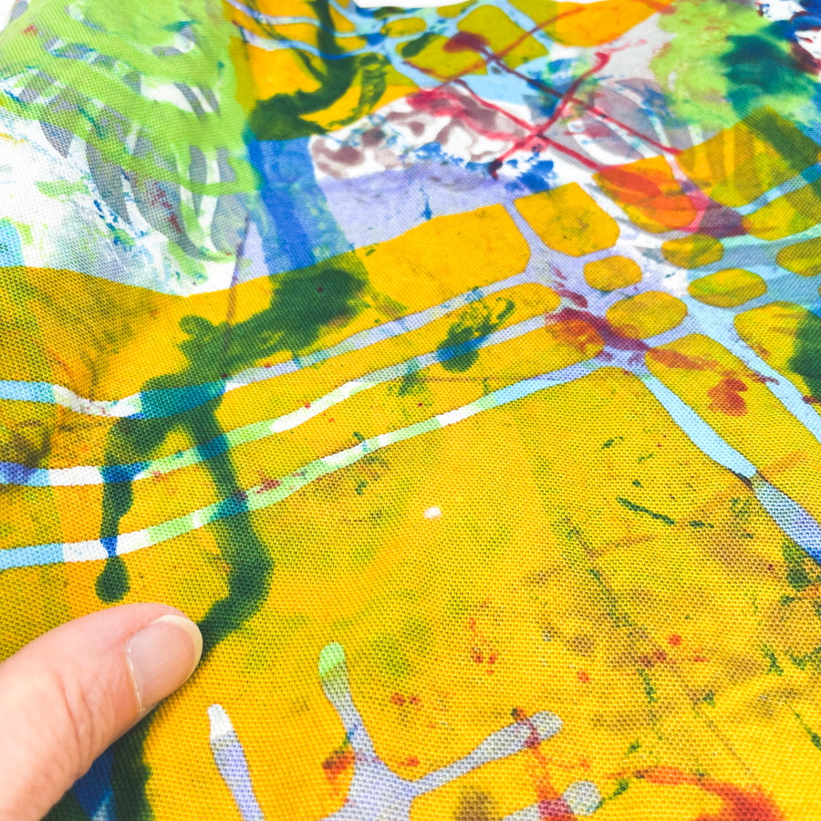 33" x 58" Paint Splotch/Tie Dye Colorful Fabric Remnant
