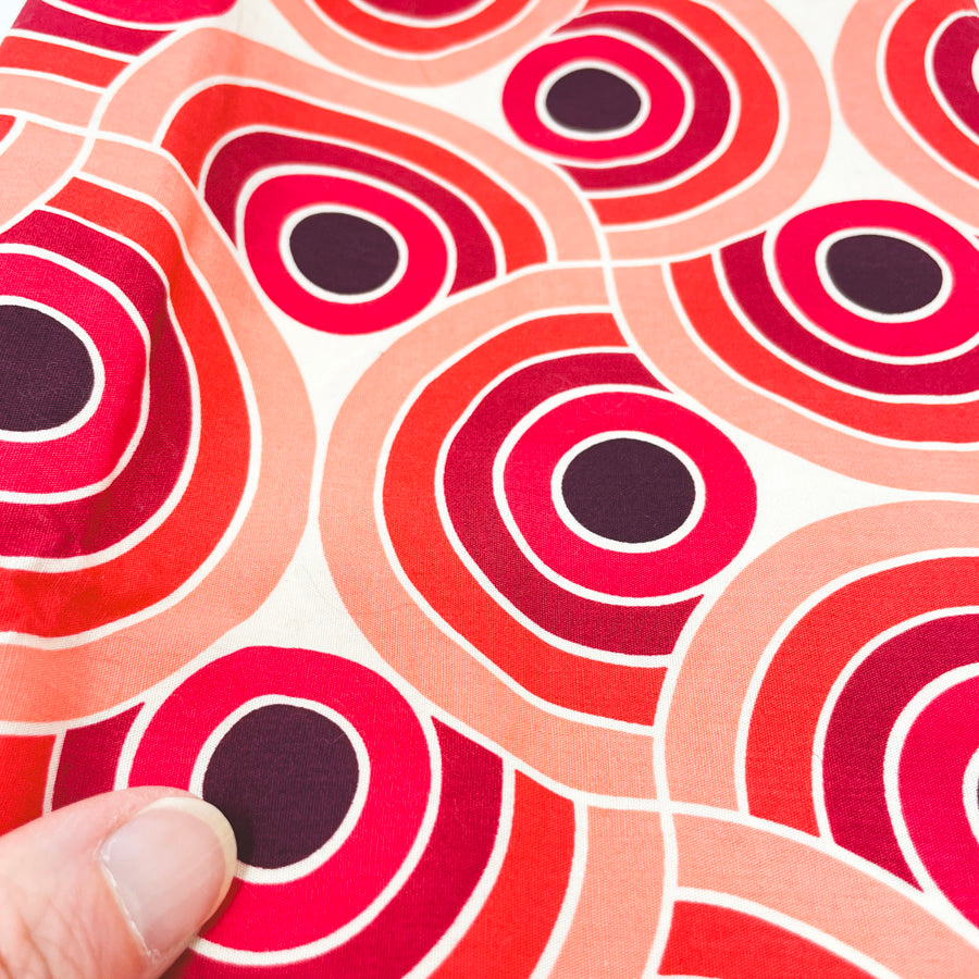 26" x 42" Pink and Red Circle Cotton Fabric Remnant