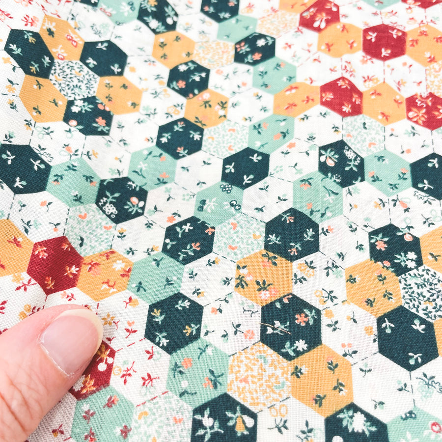 36" x 44" Floral Honeycomb Cotton Fabric Remnant