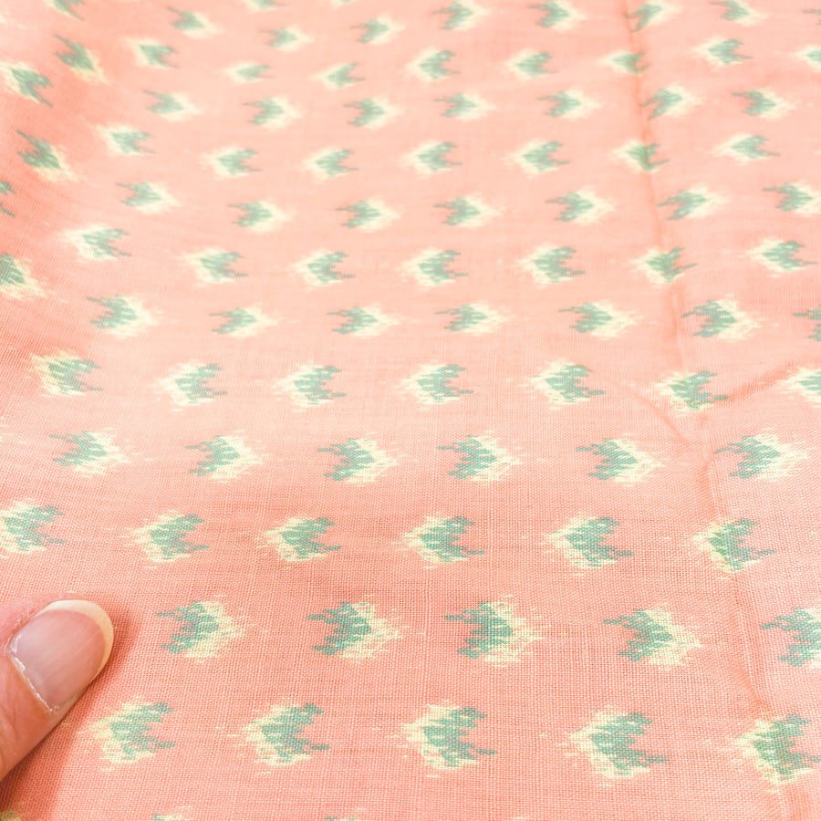 33" x 40" Vintage Peach Geometric Cotton Fabric Remnant