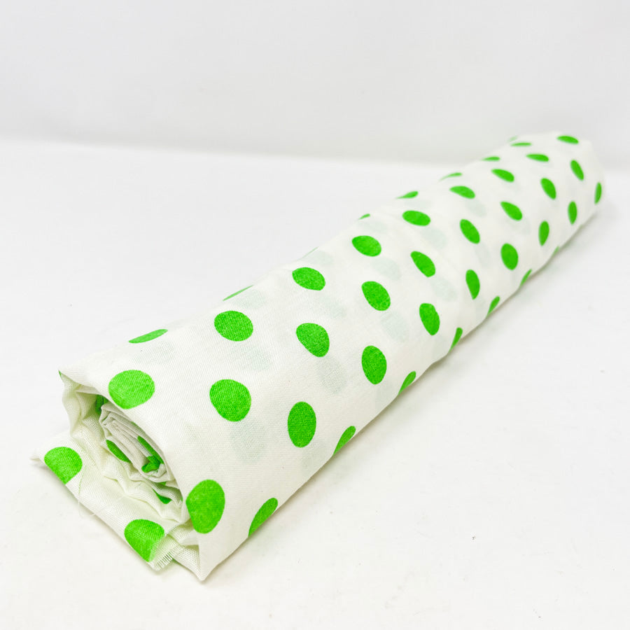 39" x 52" Green Polka Dot Cotton Fabric Remnant