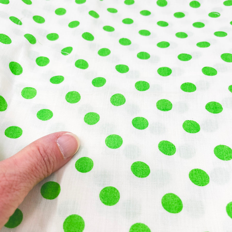 39" x 52" Green Polka Dot Cotton Fabric Remnant