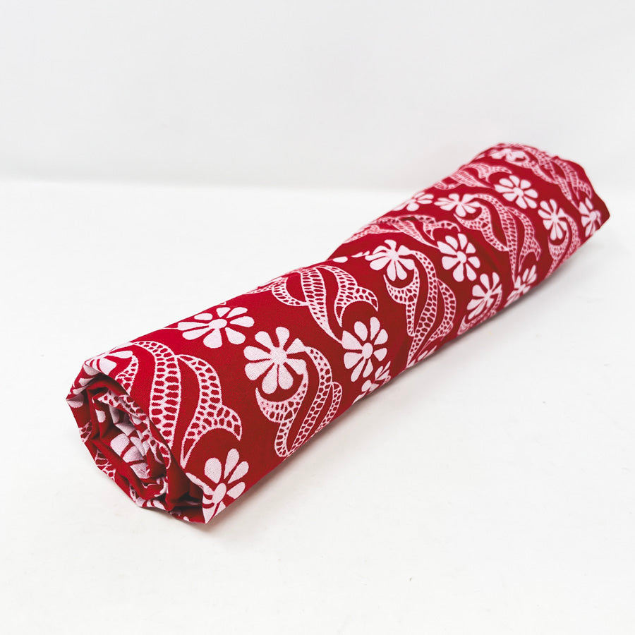 26" x 40" Red Floral Batik Fabric Remnant