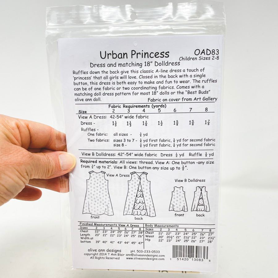 2014 Urban Princess Olive Ann Designs Dress and Dolldress Sewing Pattern