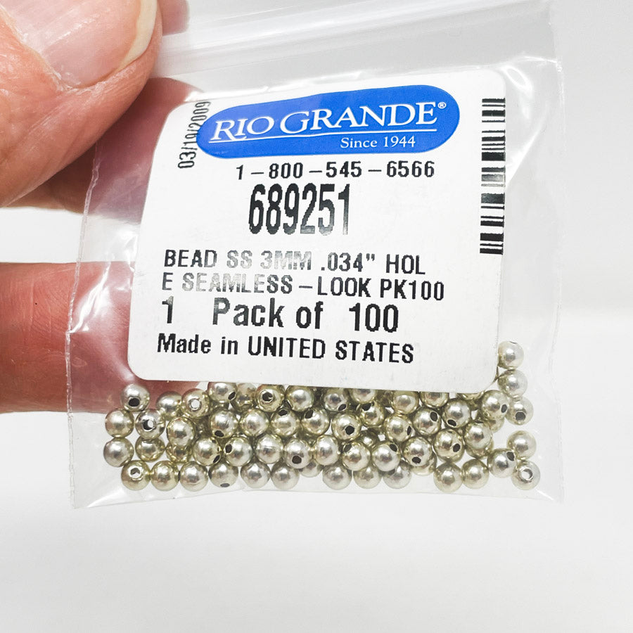 Rio Grande Sterling Silver 3mm Round Bead Pack (1)