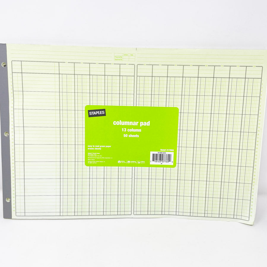 Staples 13 Column Pad