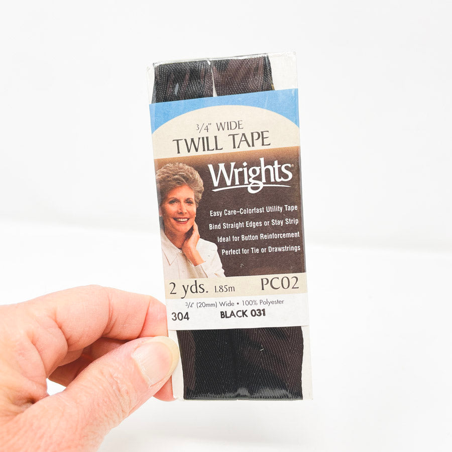 Wrights Black 3/4" Wide Twill Tape