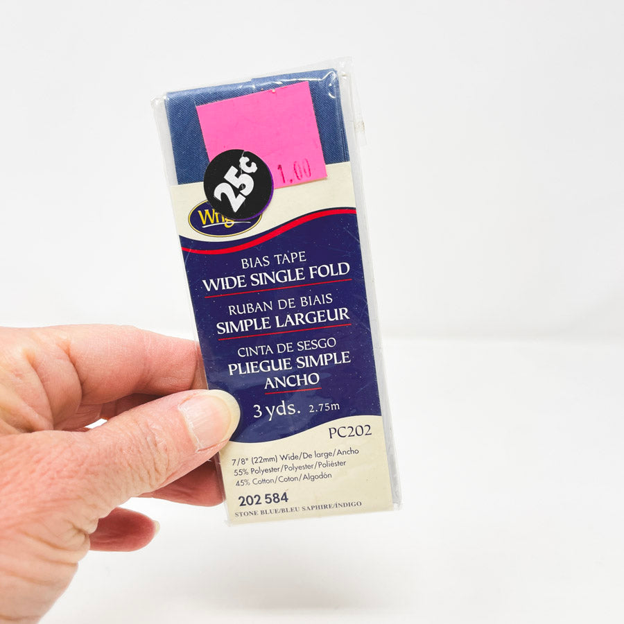 Wrights Wide Single Fold Bias Tape - STONE BLUE