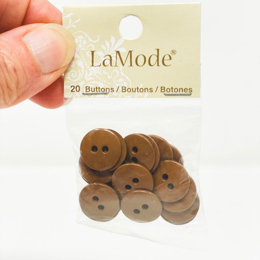 LaMode Brown Button Set - 20 ct