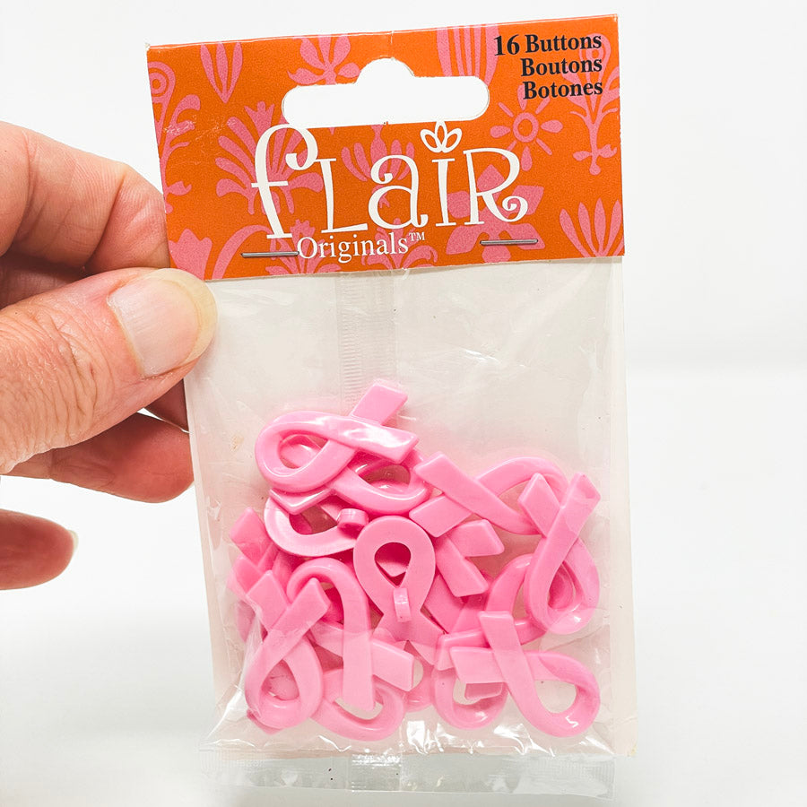 Pink Cancer Ribbon Buttons by Flair Originals - 16 ct