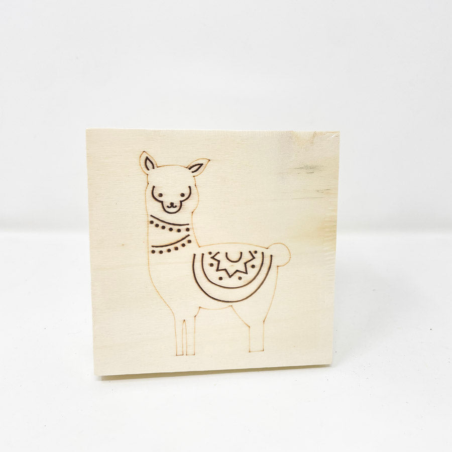Llama Wood Box (4.25"x4.25")