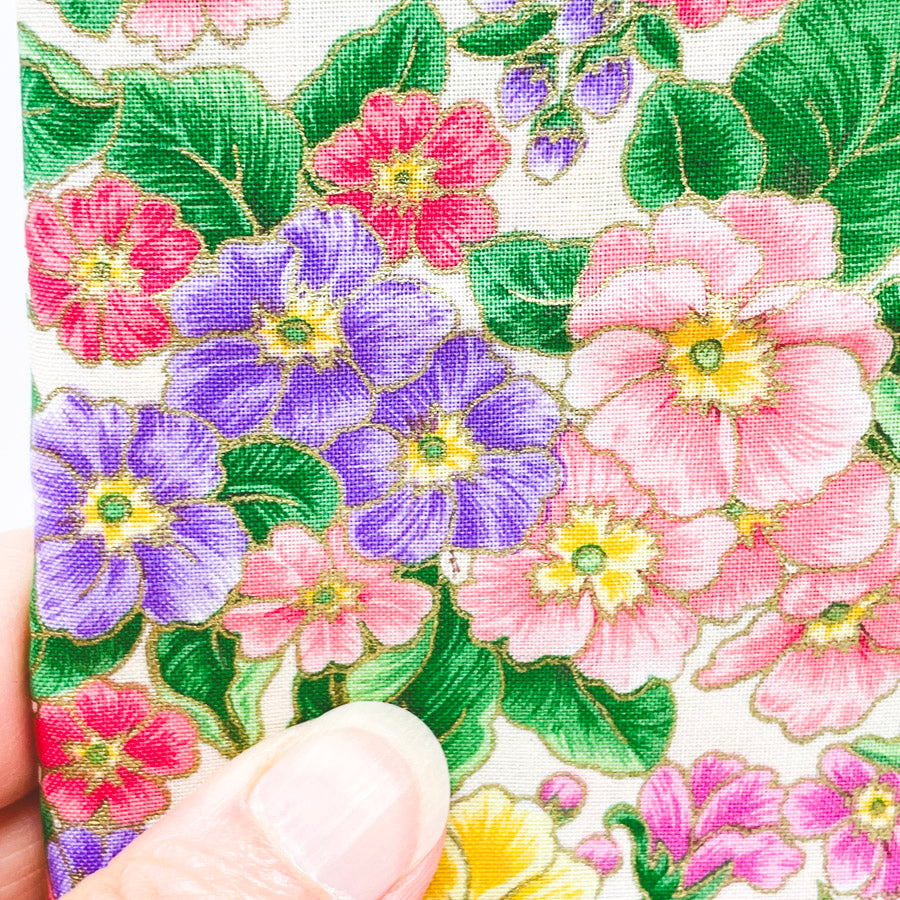 1 Yd x 44" Gold Accent Florals Vintage Cotton Fabric