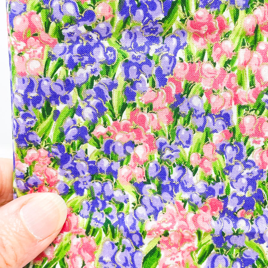 1 Yd x 44" Gold Accent Flower Garden Vintage Cotton Fabric