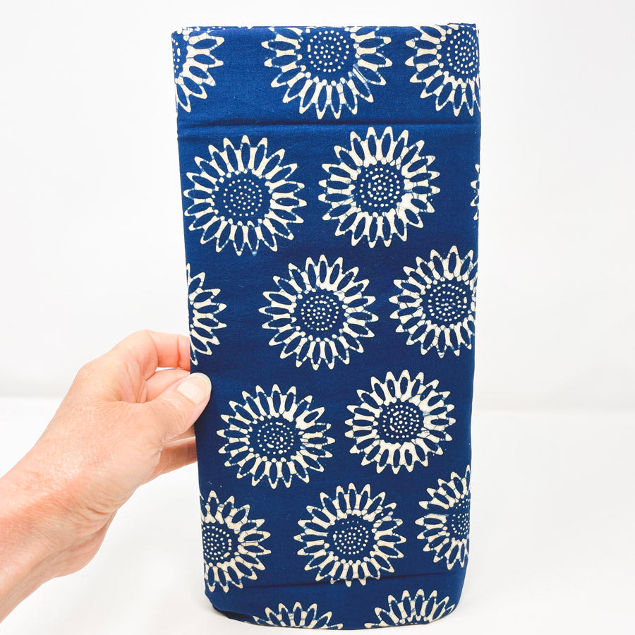 1.5 Yds x 44" Navy Batik Floral Cotton Fabric