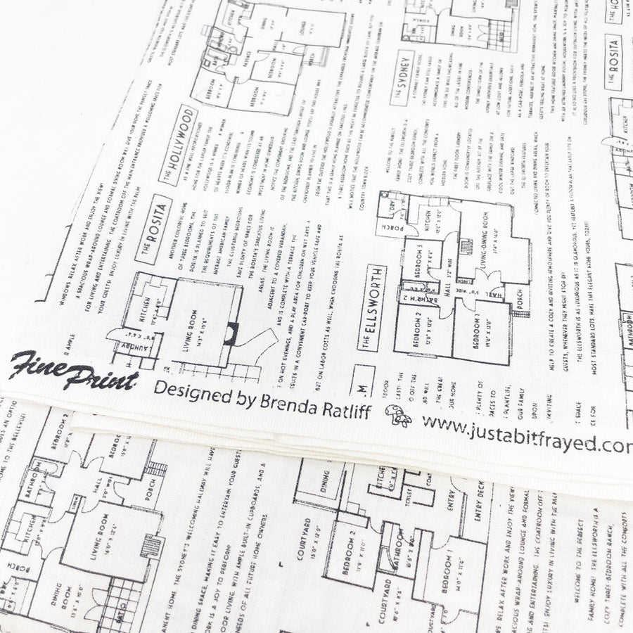 2 Yds x 44" Fine Print Architectural Cotton Fabric