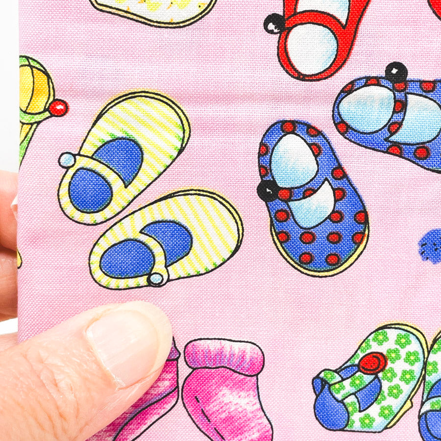 1 Yd x 44" Baby Shoe Print Cotton Quilting Fabric