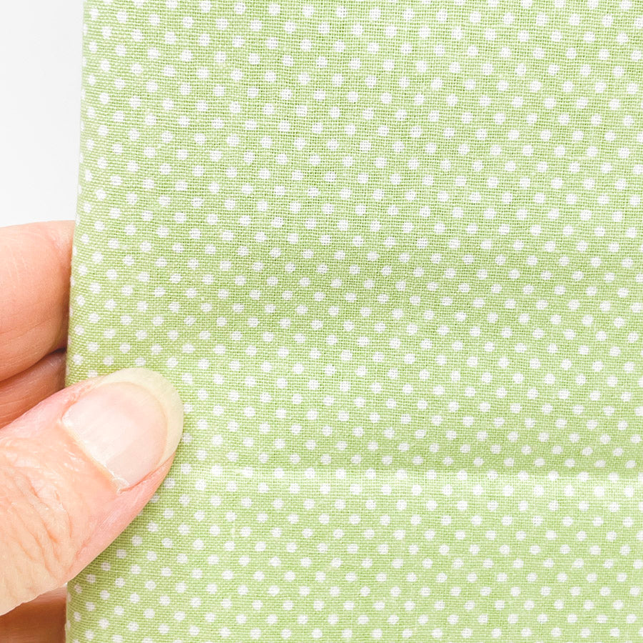 2 Yds x 42" Green and While Polka Dot Cotton Fabric