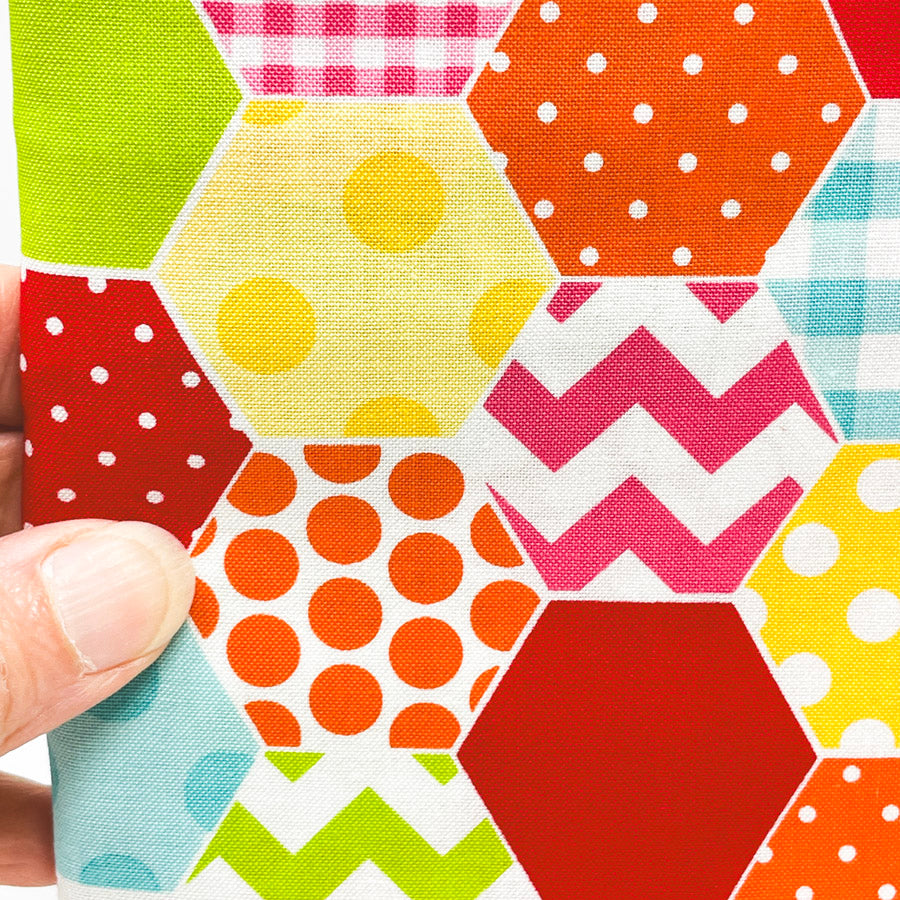 2 Yds x 42" Hexi-Print Colorful Cotton Fabric